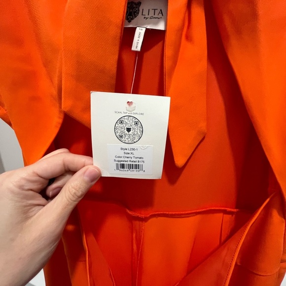 REVOLVE Lita by Ciara Tie Front Jumpsuit in Cherry Tomato Size XL New with tags - Picture 10 of 17